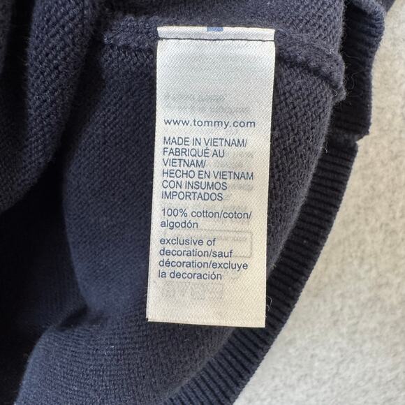 Tommy Hilfiger Quarter Zip Sweater Mens M Classic Preppy Academia Navy Nautical - Picture 9 of 11